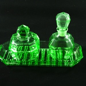 Vaseline Glass Vanity Set