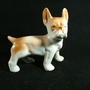 Occupied Japan Ceramic Dog Figurine, French Bulldog