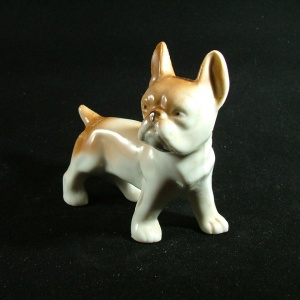 Occupied Japan Ceramic Dog Figurine, French Bulldog