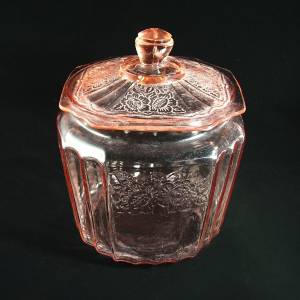 Depression Glass Cookie Jar Reproduction, Pink